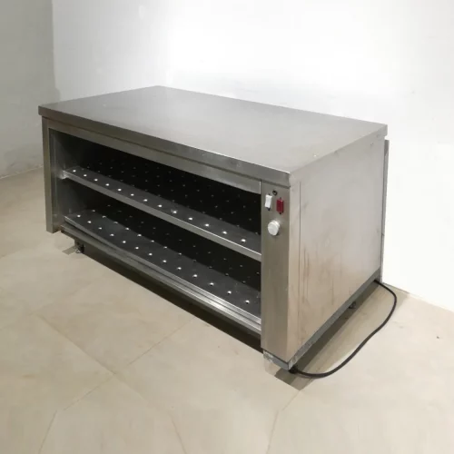 Mesa caliente de acero inoxidable (160x80x90cm) de segunda mano en buen estado en venta en cabauoportunitats.com