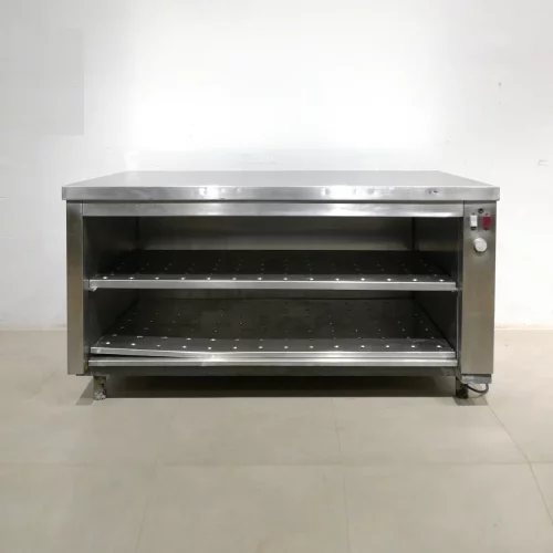 Mesa caliente de acero inoxidable (160x80x90cm) de segunda mano en buen estado en venta en cabauoportunitats.com