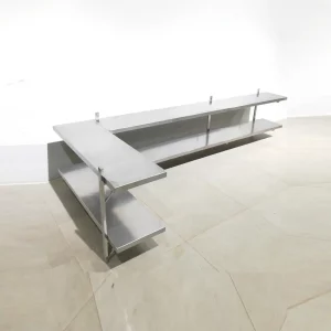 Prestatgeria de 2 posts d'acer inoxidable de segona mà apta per a ús alimentari en venda a cabauoportunitats.com