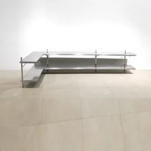 Prestatgeria de 2 posts d'acer inoxidable de segona mà apta per a ús alimentari en venda a cabauoportunitats.com