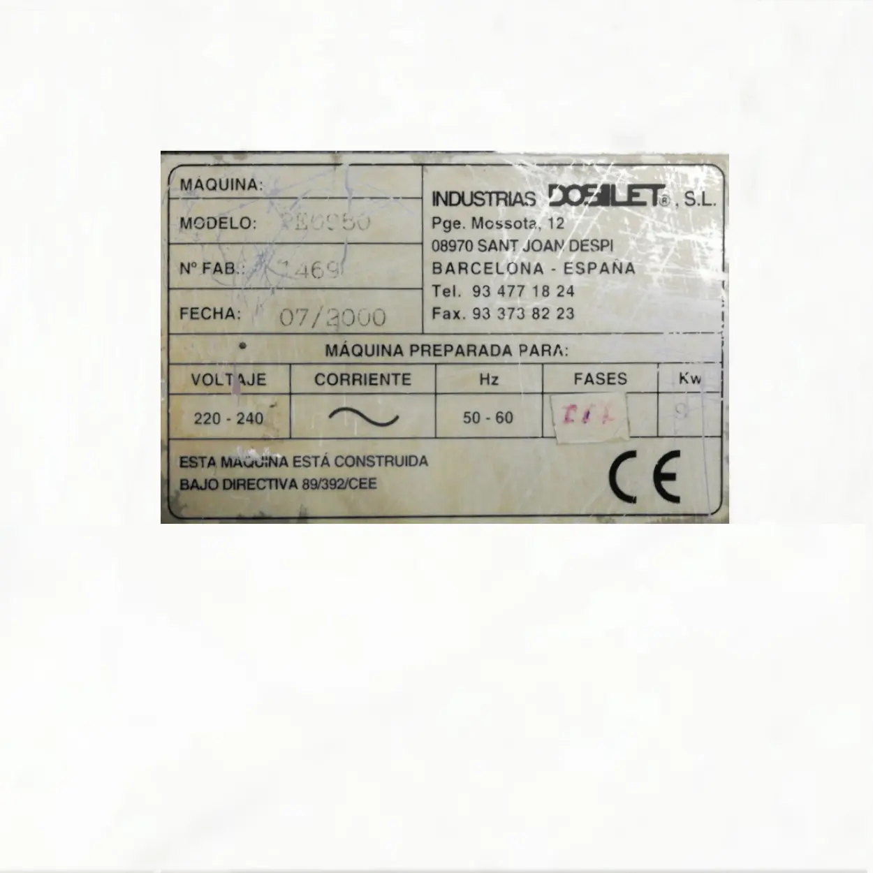 Plancha de cromo duro DOSILET PE0950 de 94x52x26 cm de segunda mano en venta en cabauoportunitats.com