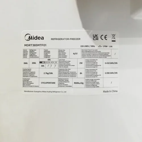 Frigorífico con congelador MIDEA MDRT385MTF01 nuevo (54x60x166cm) en venta en cabauoportunitats.com