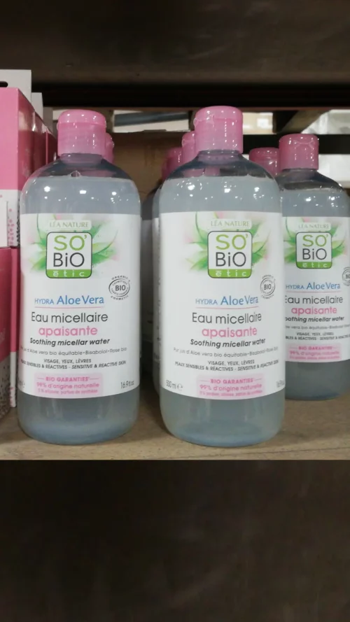 Aigua micel·lar SO'BIO ETIC amb aloe vera 500ml