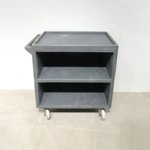 Carro de soporte para servicio de comedores con 3 estantes, hecho de plástico negro de segunda mano