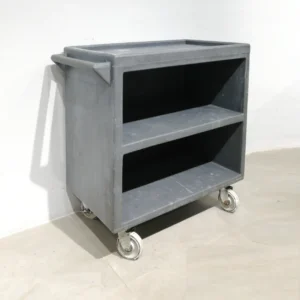 Carro de soporte para servicio de comedores con 3 estantes, hecho de plástico negro de segunda mano