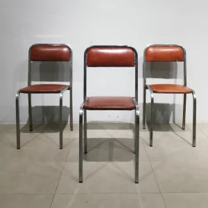 Cadires per a menjador 36x38x82 cm d'estructura metàl·lica i encoixinat marró de segona mà
