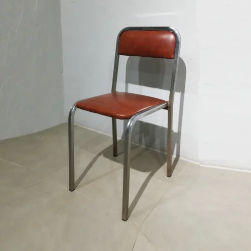 Cadires per a menjador 36x38x82 cm d'estructura metàl·lica i encoixinat marró de segona mà