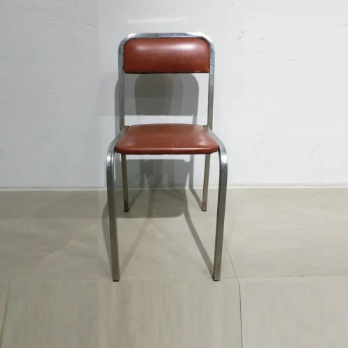 Cadires per a menjador 36x38x82 cm d'estructura metàl·lica i encoixinat marró de segona mà