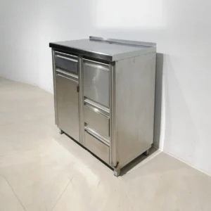 Moble per a cafetera de 100x56x112cm d’ocasió fet de xapa d’acer inoxidable de gran qualita