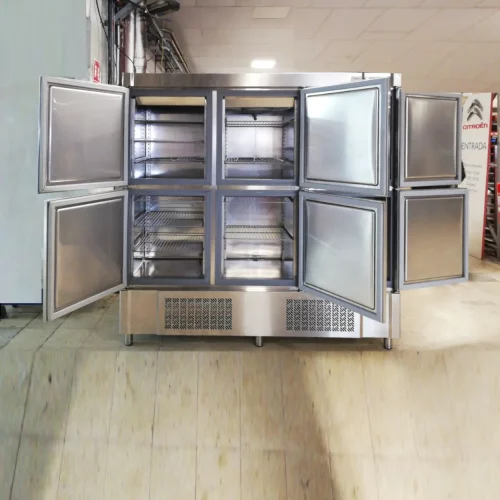 Cámara frigorífico INFRICO de 6 puertas en acero inoxidable, apta para uso profesional