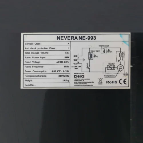 Frigorífico expositor NE-993 con puerta de cristal de segunda mano en buen estado