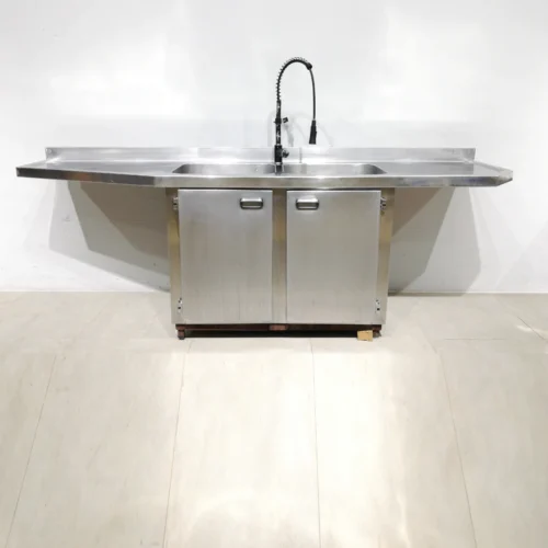 Fregadero de inox con armario y grifo de 250x54x59 cm, perfecta para bar, restaurante, hotel...