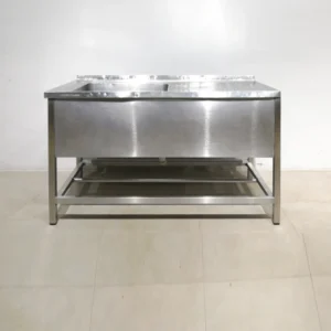 Fregadero de inox con patas y escurridera de 150x70x89 cm, perfecta para bar, restaurante, hotel...