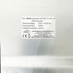Escalfador per a autoservei LACOR de 3 safates de 2,5 litres de segona mà