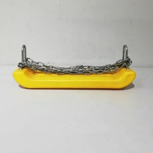 Seient gronxador de plàstic groc amb cadena (41x16x6cm) de segona mà