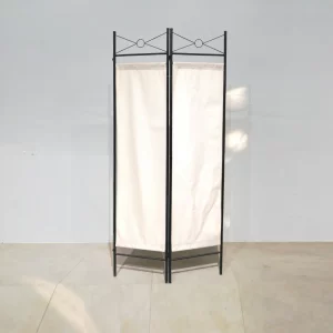 Para-vent d'ocasió (81x180cm) de 2 plafons fet d'estructura metàl·lica i base de roba