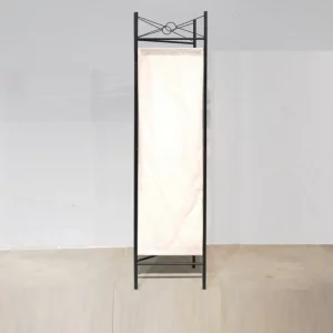 Para-vent d'ocasió (81x180cm) de 2 plafons fet d'estructura metàl·lica i base de roba