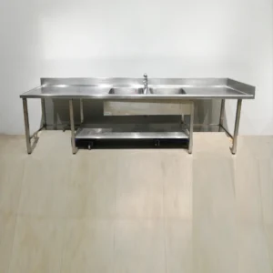 Fregadero de 2 senos 333x66x100cm de acero inoxidable