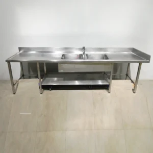 Fregadero de 2 senos 333x66x100cm de acero inoxidable