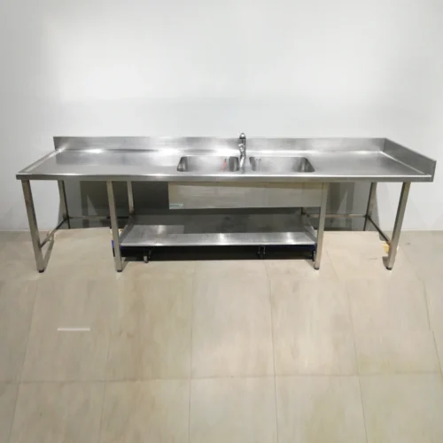 Fregadero de 2 senos 333x66x100cm de acero inoxidable
