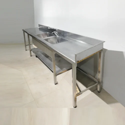 Fregadero de 2 senos 333x66x100cm de acero inoxidable