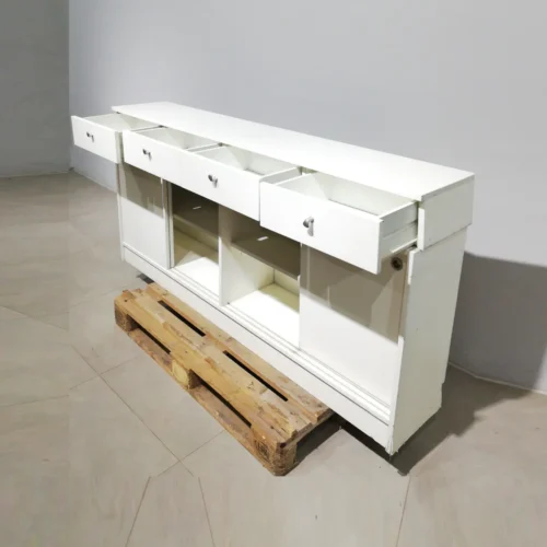 Aparador de melamina de color blanco (181x33x89cm) perfecto tanto para uso doméstico como profesional
