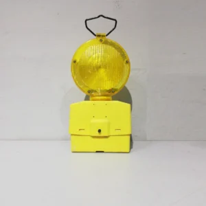 Balisa de senyalització (18x8x37cm) d'ocasió groga amb llums Leds en bon estat