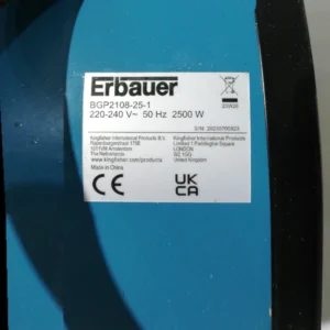 Calefactor elèctric ERBAUER BGP2108-25-1 amb 2 nivells de calefacció i 1 funció de ventilació
