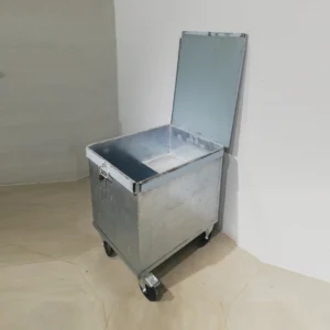 Carro contenidor de 75x95x100cm fet de xapa d'acer de segona mà en bon estat