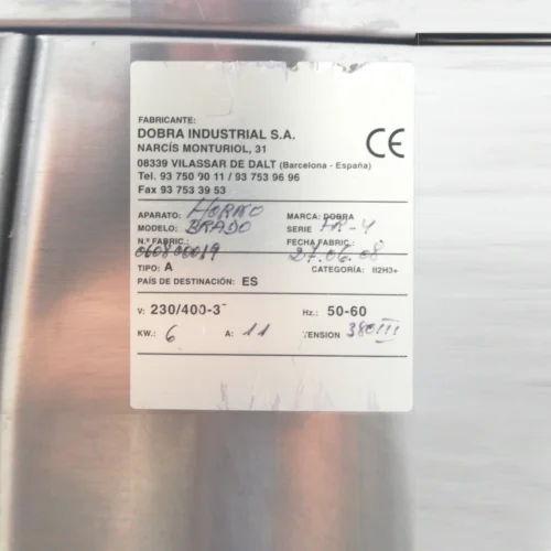 Horno de convección DOBRA BRADO FR-4 de segunda mano en buen estado en venta en cabauoportunitats.com