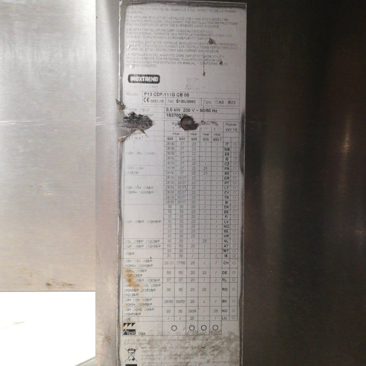 Forn de convecció a gas INOXTREMD P13 CDF111G CB 08 per a 11 safates