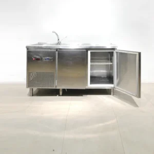 Nevera sotamostrador amb pica OSCAR SARZOSA (150x57x86cm) de segona mà en bon estat