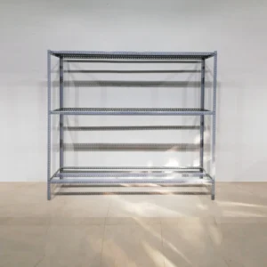 Prestatgeria metàl·lica (222x55x199cm) de segona mà en bon estat