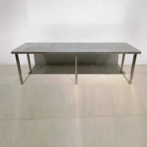 Taula de treball d'inox de 250x64x80cm de gran qualitat i resistència bon estat