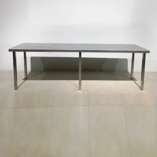 Taula de treball d'inox de 250x64x80cm de gran qualitat i resistència bon estat