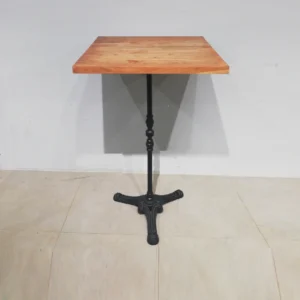 Taula alt per a bar de 70x69x110cm amb peu de ferro i base de fusta massissa