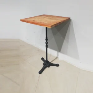 Taula alt per a bar de 70x69x110cm amb peu de ferro i base de fusta massissa