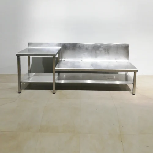 Taula de treball d'inox de 239x62x98cm de gran qualitat i resistència en bon estat