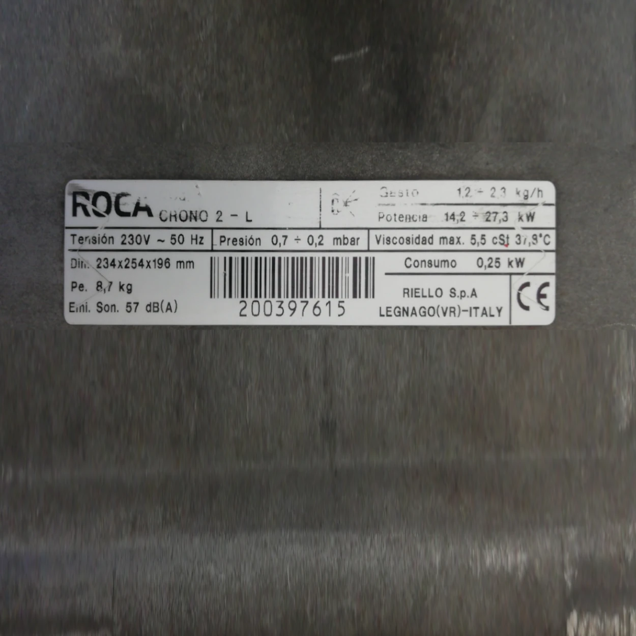 Cremador de caldera ROCA CRONO 2-L de segona mà procedent d'una empresa en tancament