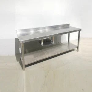 Taula d'acer inoxidable de 200x60x94 cm de segona mà en bon estat