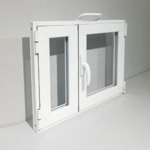 Finestra amb marc i vidre (70x4x53cm) feta de PVC de segona mà en bon estat