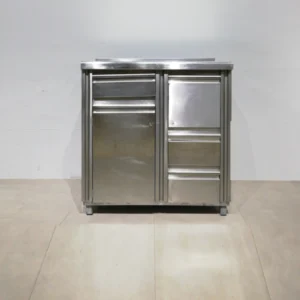 Moble per a cafetera 100x56x112cm d’ocasió fet de xapa d’acer inoxidable de gran qualitat