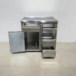 Moble per a cafetera 100x56x112cm d’ocasió fet de xapa d’acer inoxidable de gran qualitat