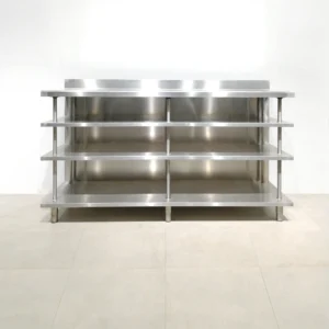 Prestatgeria d'acer inoxidable de 196x60x115cm de gran qualitat i resistència en bon estat