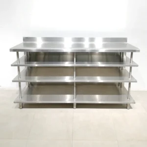 Prestatgeria d'acer inoxidable de 196x60x115cm de gran qualitat i resistรจncia en bon estat