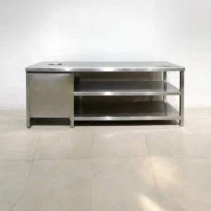 Taula d'acer inoxidable de 200x70x80cm de gran qualitat i resistรจncia en bon estat