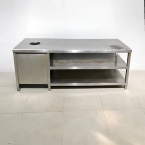 Taula d'acer inoxidable de 200x70x80cm de gran qualitat i resistència en bon estat