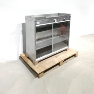 Armario de acero inoxidable (105x46x97cm) con 2 bandejas, perfecto para tienda de comida preparada.