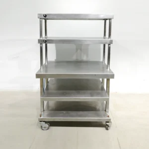 Carro de inox (105x60x178cm) con estanterรญa pasaplatos y calentador
