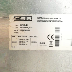 Horno de convección CSB-4L sin bandejas, procedente de una empresa en cierre